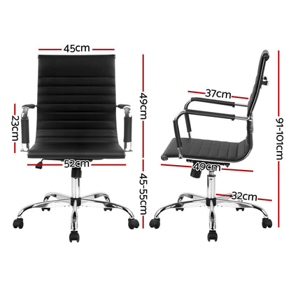 Artiss Office Chair Conference Chairs PU Leather Mid Back Black-Office Chairs-PEROZ Accessories