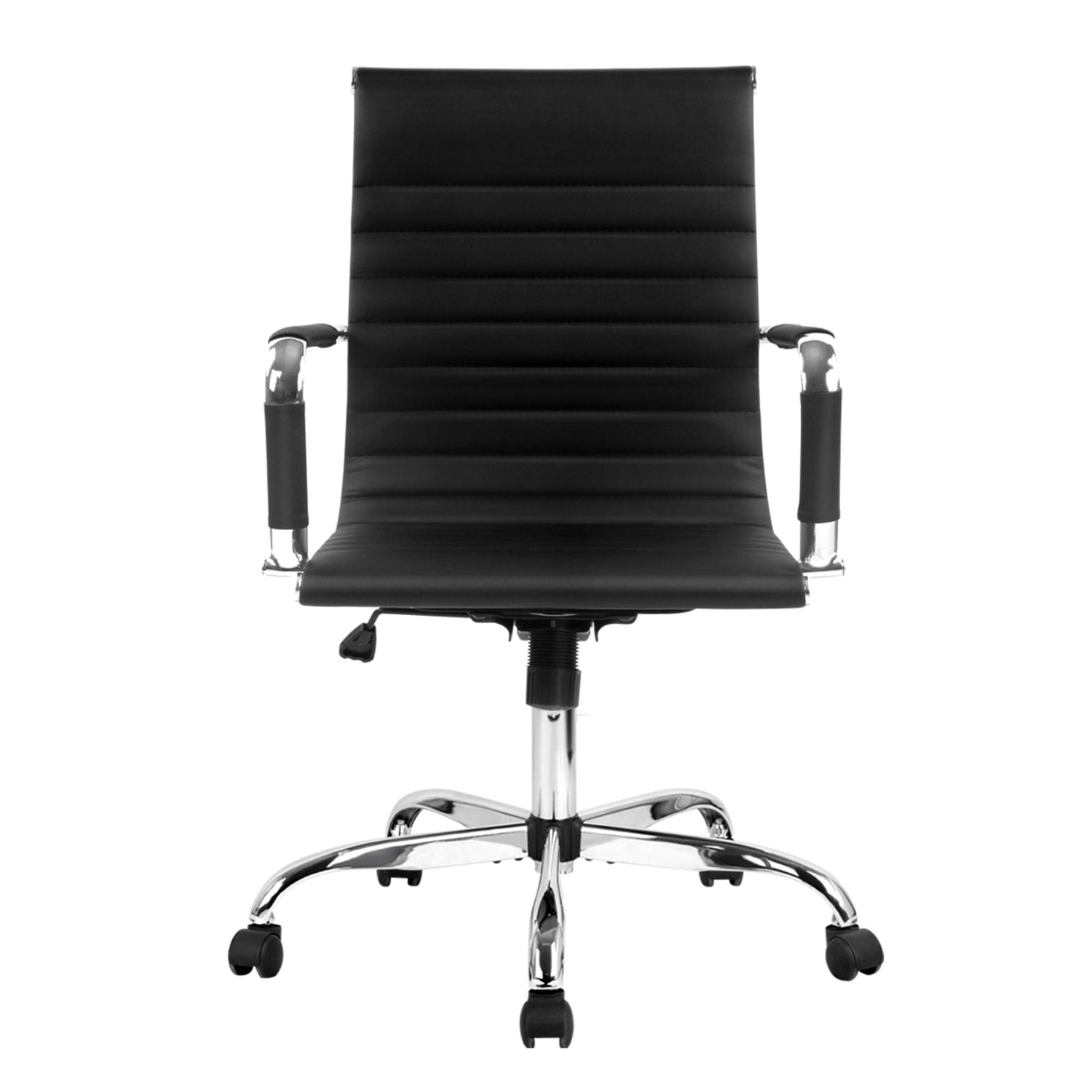 Artiss Office Chair Conference Chairs PU Leather Mid Back Black-Office Chairs-PEROZ Accessories