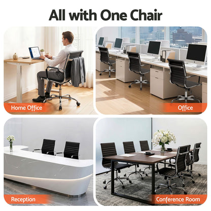 Artiss Office Chair Conference Chairs PU Leather Mid Back Black-Office Chairs-PEROZ Accessories