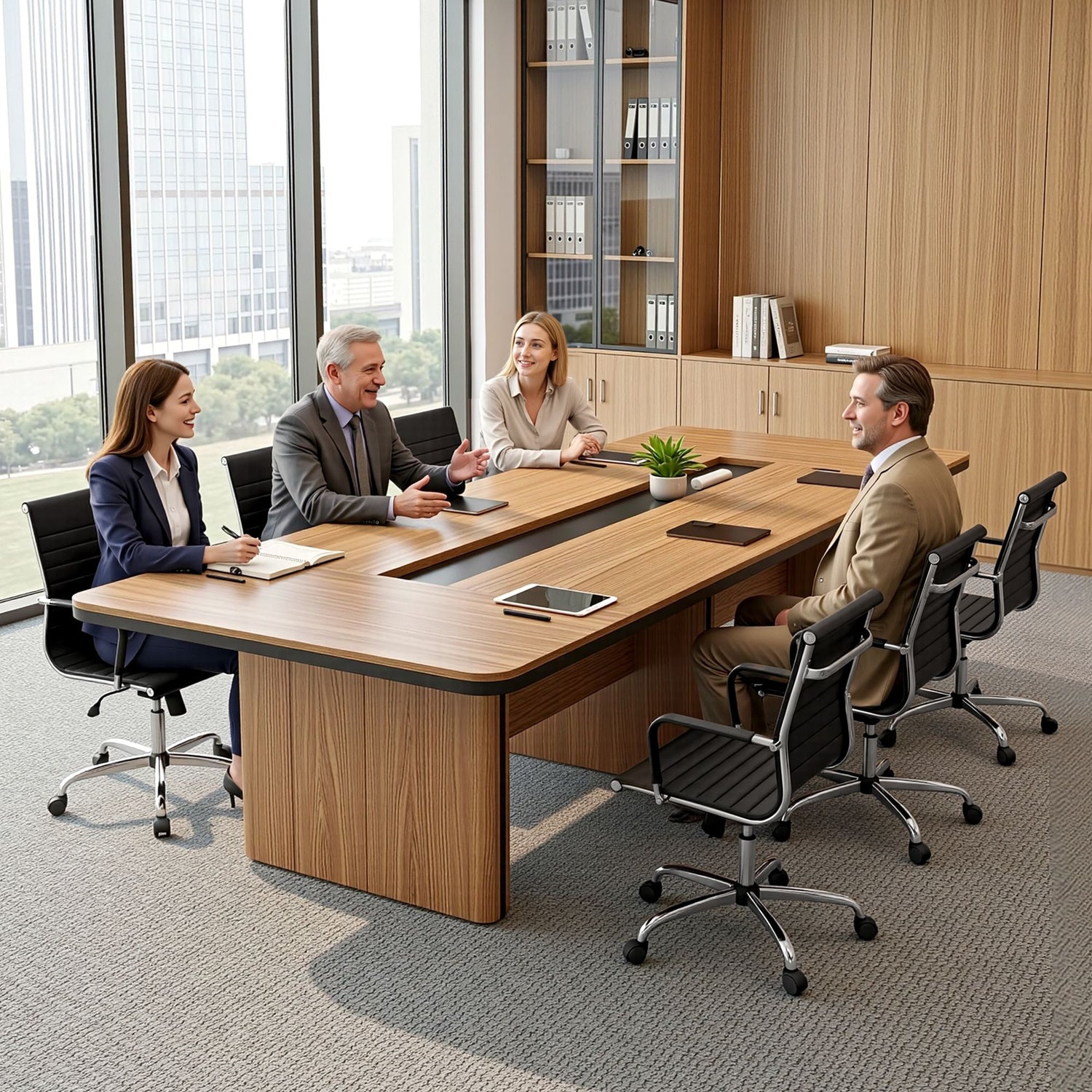 Artiss Office Chair Conference Chairs PU Leather Mid Back Black-Office Chairs-PEROZ Accessories