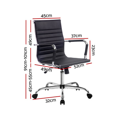 Artiss Office Chair Conference Chairs PU Leather Mid Back Black-Office Chairs-PEROZ Accessories