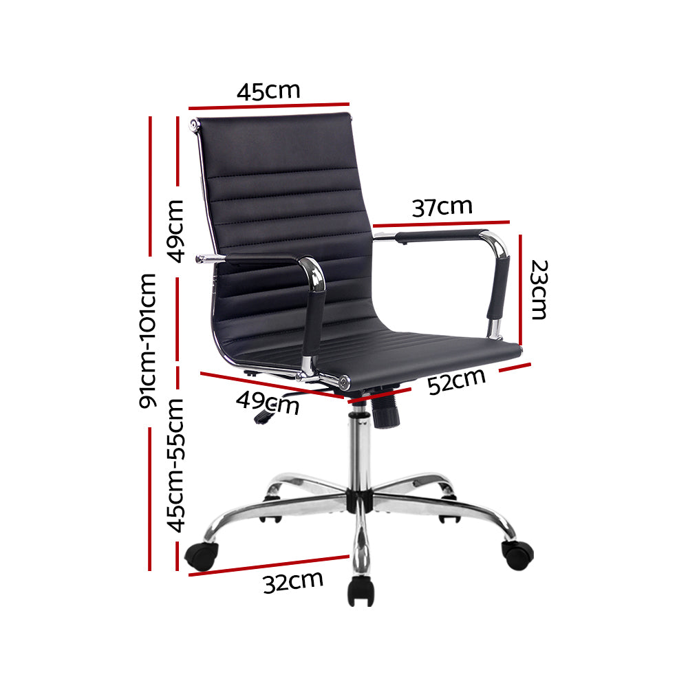 Artiss Office Chair Conference Chairs PU Leather Mid Back Black-Office Chairs-PEROZ Accessories
