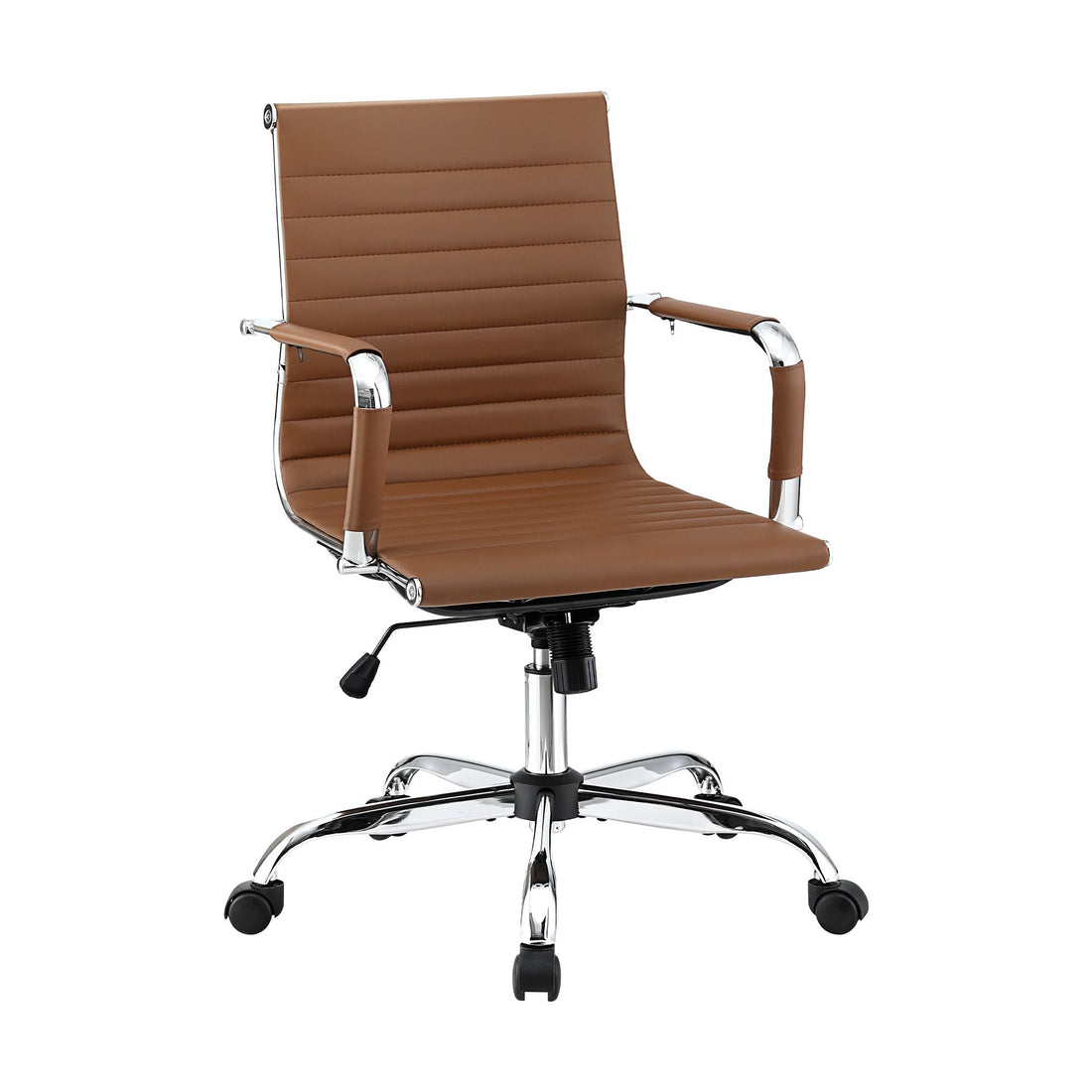 Artiss Office Chair Conference Chairs PU Leather Mid Back Brown-Furniture > Bar Stools &amp; Chairs > Gaming Chairs-PEROZ Accessories