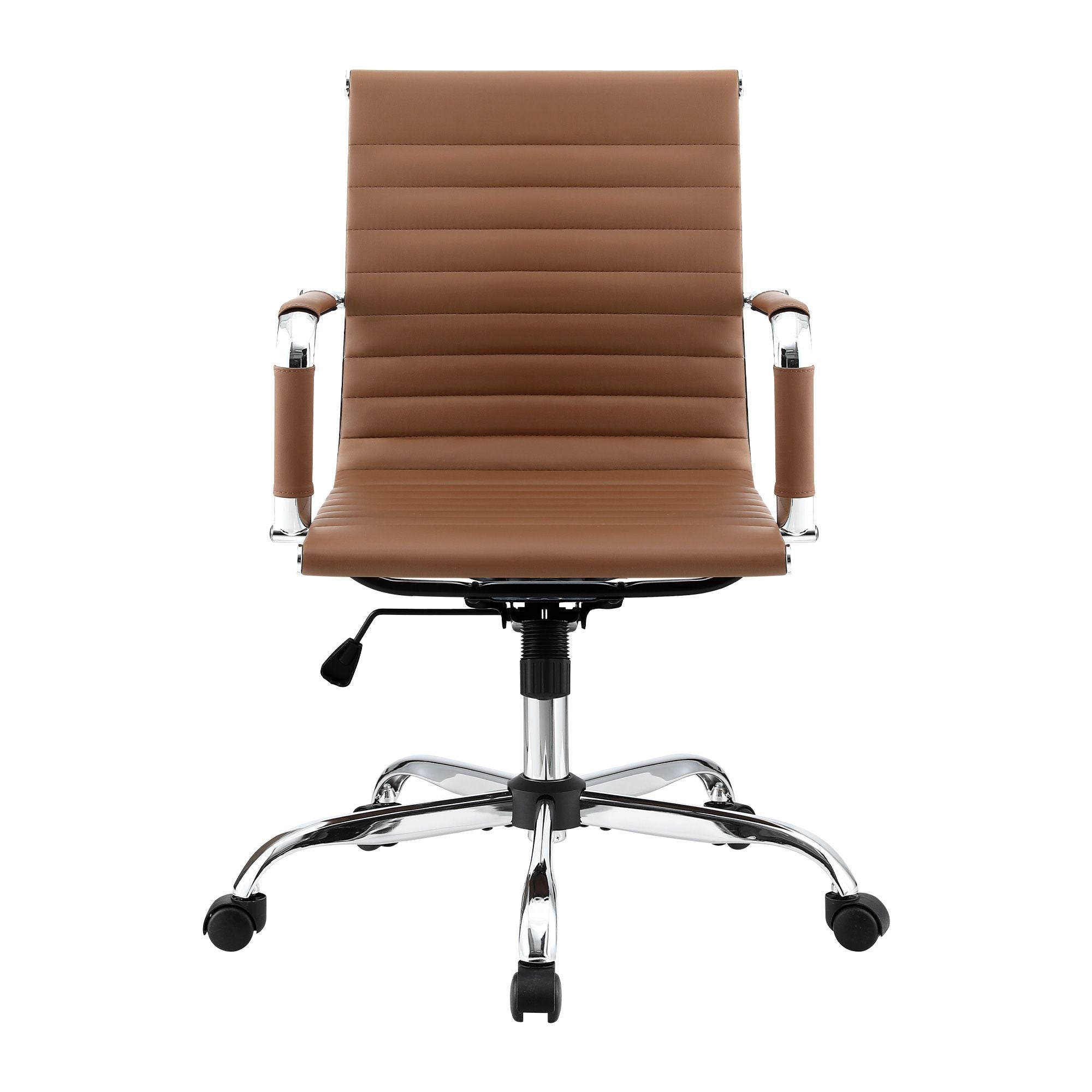 Artiss Office Chair Conference Chairs PU Leather Mid Back Brown-Furniture > Bar Stools &amp; Chairs > Gaming Chairs-PEROZ Accessories