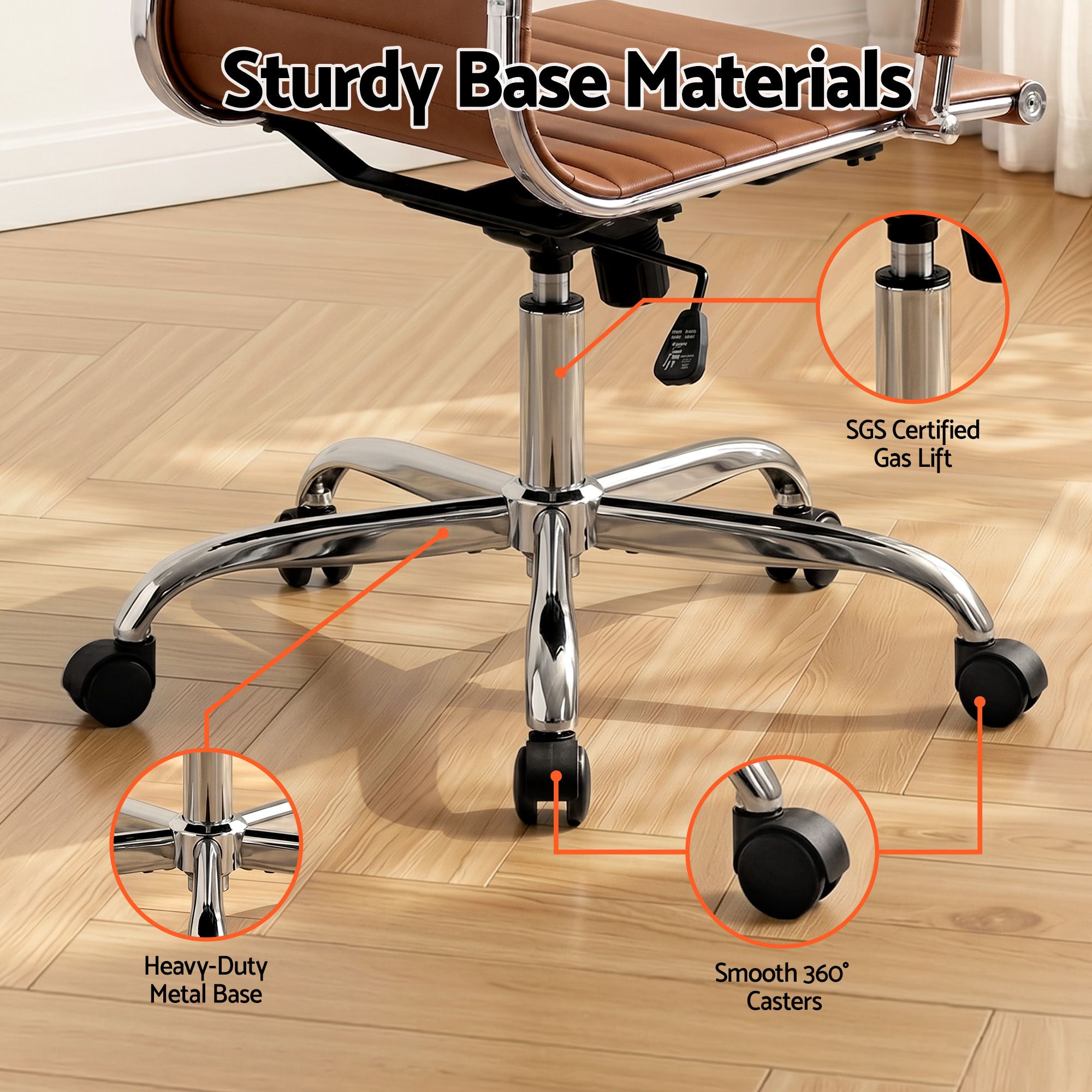Artiss Office Chair Conference Chairs PU Leather Mid Back Brown-Furniture > Bar Stools &amp; Chairs > Gaming Chairs-PEROZ Accessories