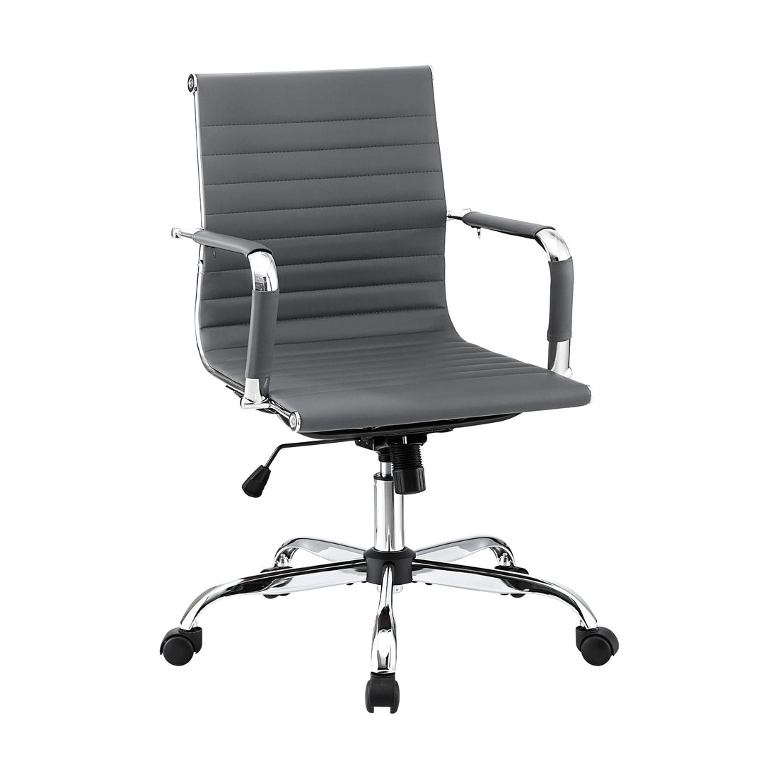 Artiss Office Chair Conference Chairs PU Leather Mid Back Grey-Furniture > Bar Stools &amp; Chairs > Gaming Chairs-PEROZ Accessories