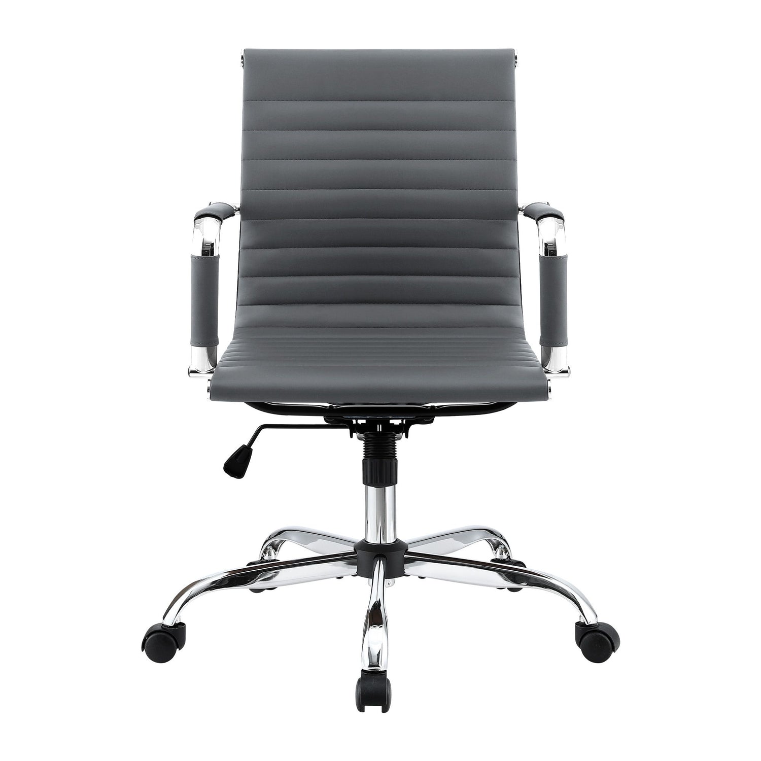 Artiss Office Chair Conference Chairs PU Leather Mid Back Grey-Furniture > Bar Stools &amp; Chairs > Gaming Chairs-PEROZ Accessories