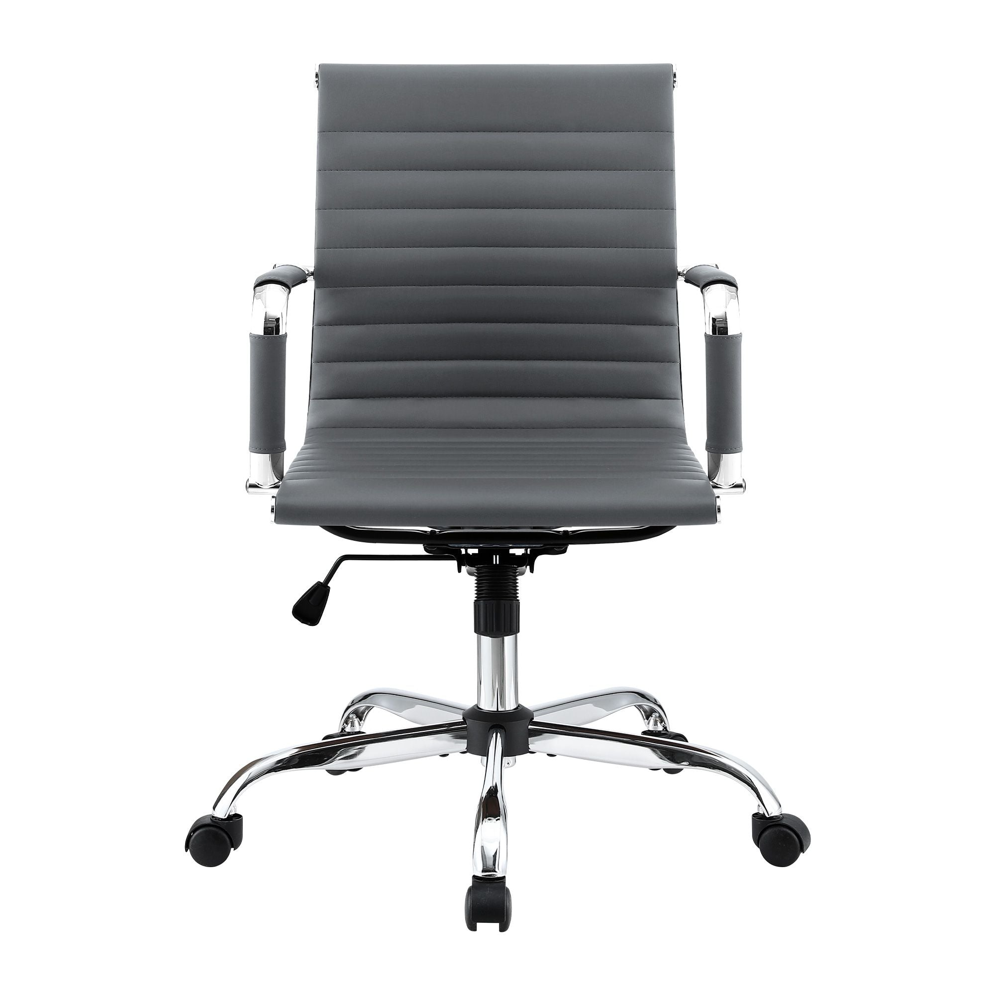 Artiss Office Chair Conference Chairs PU Leather Mid Back Grey-Furniture > Bar Stools &amp; Chairs > Gaming Chairs-PEROZ Accessories