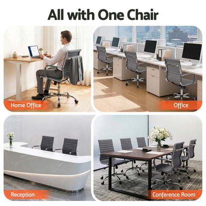 Artiss Office Chair Conference Chairs PU Leather Mid Back Grey-Furniture > Bar Stools &amp; Chairs > Gaming Chairs-PEROZ Accessories