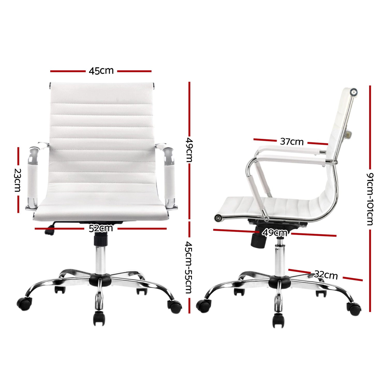 Artiss Office Chair Conference Chairs PU Leather Mid Back White-Office Chairs-PEROZ Accessories