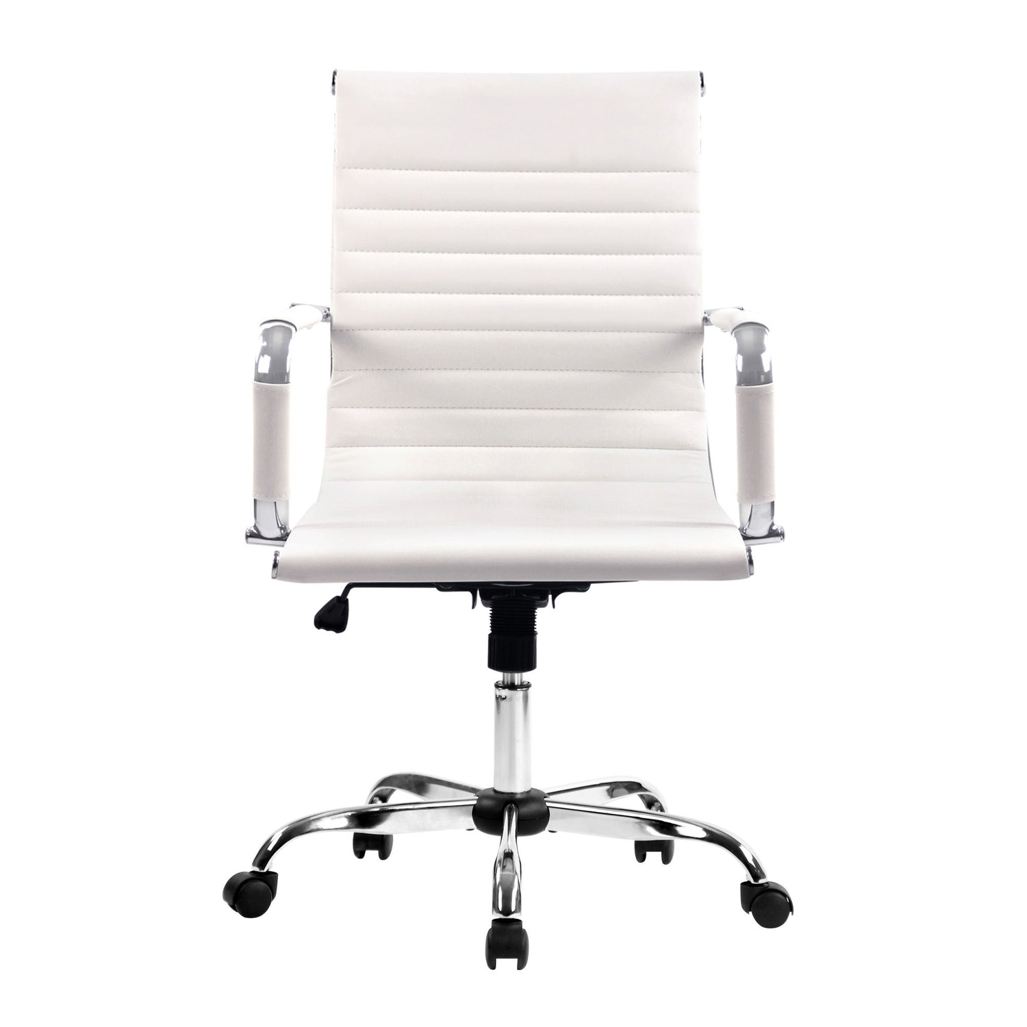 Artiss Office Chair Conference Chairs PU Leather Mid Back White-Office Chairs-PEROZ Accessories