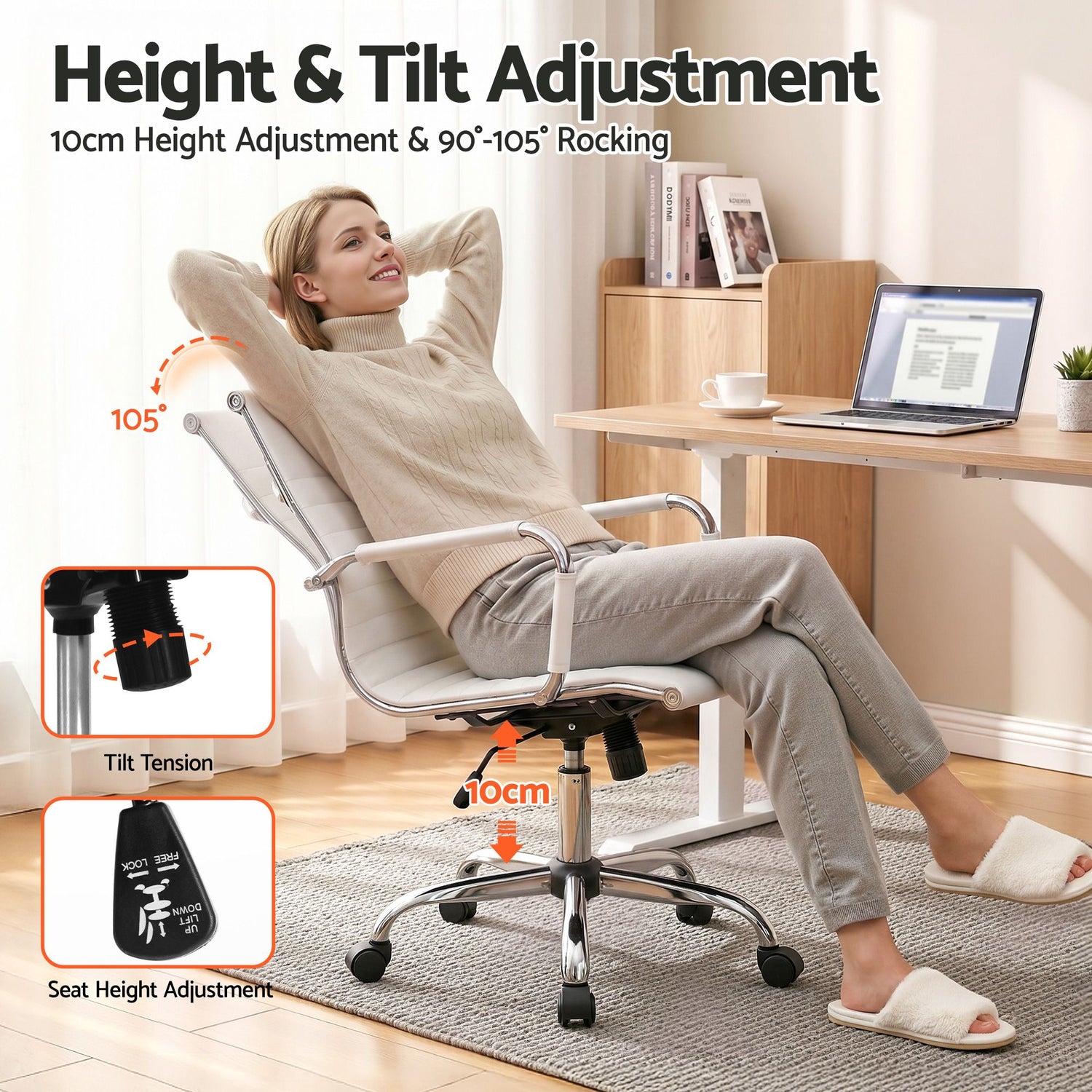 Artiss Office Chair Conference Chairs PU Leather Mid Back White-Office Chairs-PEROZ Accessories