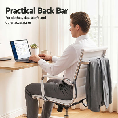 Artiss Office Chair Conference Chairs PU Leather Mid Back White-Office Chairs-PEROZ Accessories