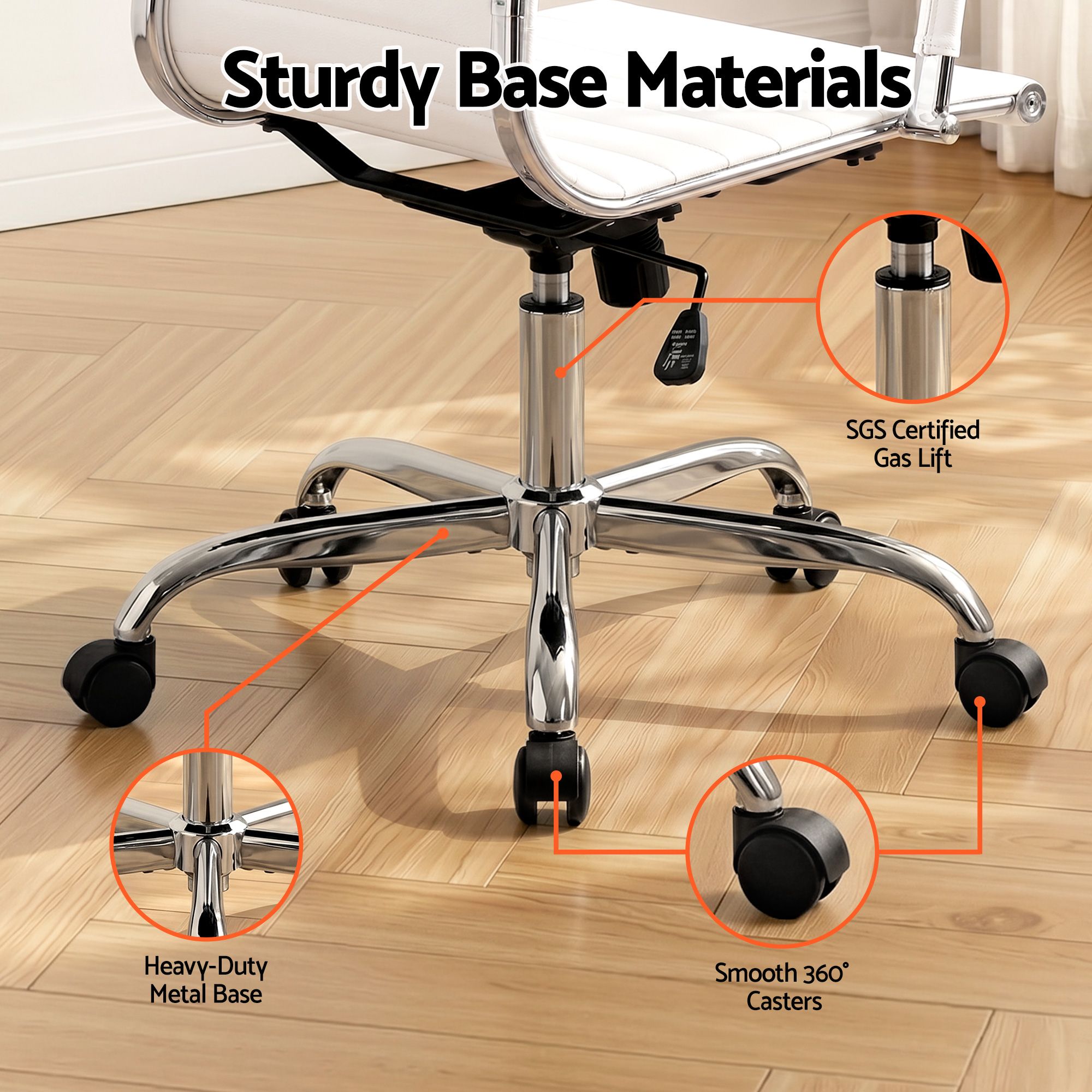 Artiss Office Chair Conference Chairs PU Leather Mid Back White-Office Chairs-PEROZ Accessories