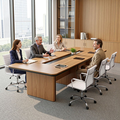 Artiss Office Chair Conference Chairs PU Leather Mid Back White-Office Chairs-PEROZ Accessories