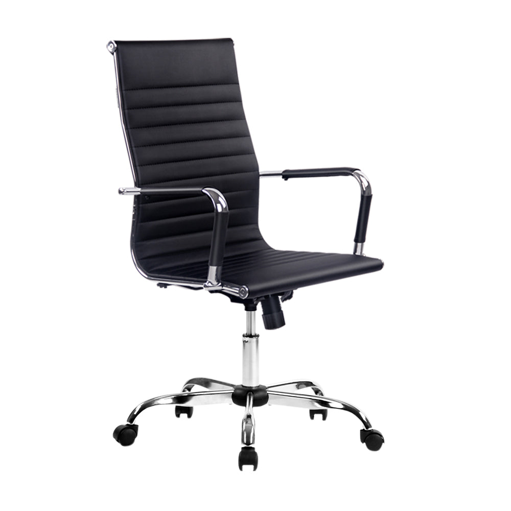 Artiss Office Chair Conference Chairs PU Leather High Back Black-Office Chairs-PEROZ Accessories