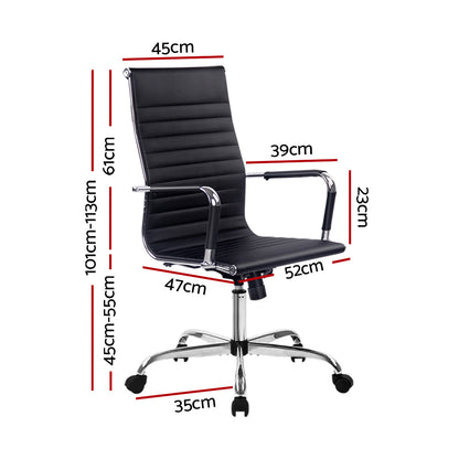 Artiss Office Chair Conference Chairs PU Leather High Back Black-Office Chairs-PEROZ Accessories
