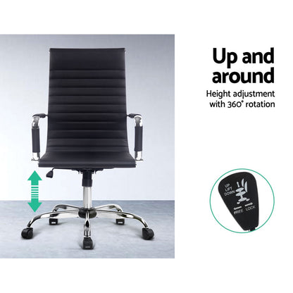 Artiss Office Chair Conference Chairs PU Leather High Back Black-Office Chairs-PEROZ Accessories
