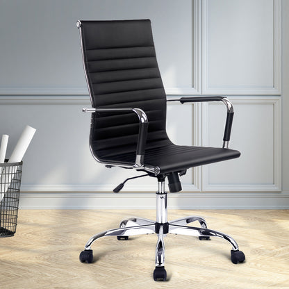 Artiss Office Chair Conference Chairs PU Leather High Back Black-Office Chairs-PEROZ Accessories