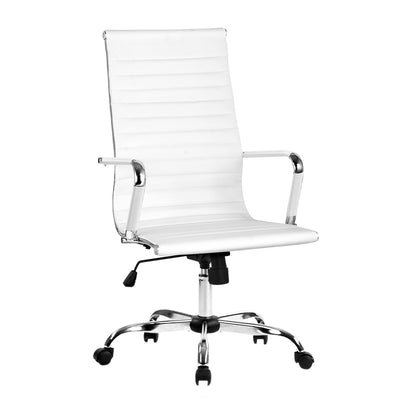 Artiss Office Chair Conference Chairs PU Leather High Back White-Office Chairs-PEROZ Accessories