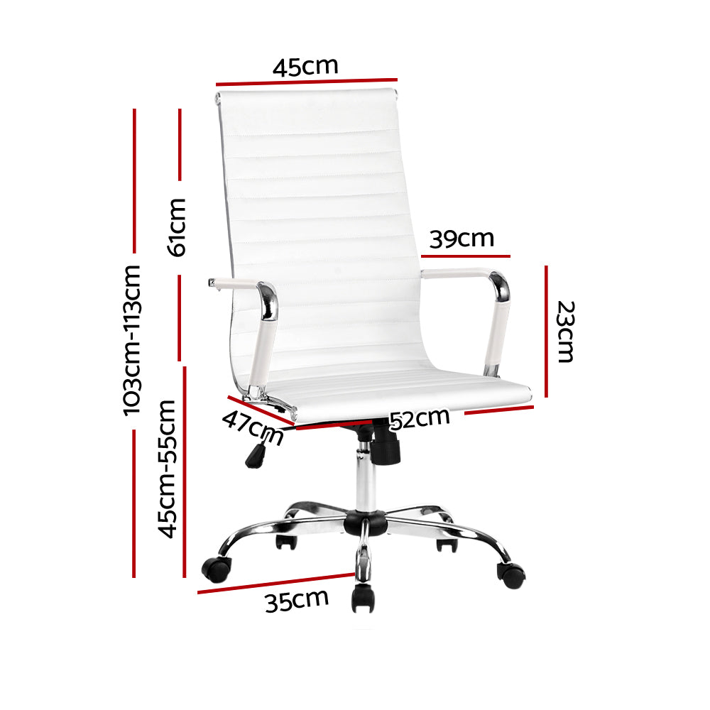 Artiss Office Chair Conference Chairs PU Leather High Back White-Office Chairs-PEROZ Accessories