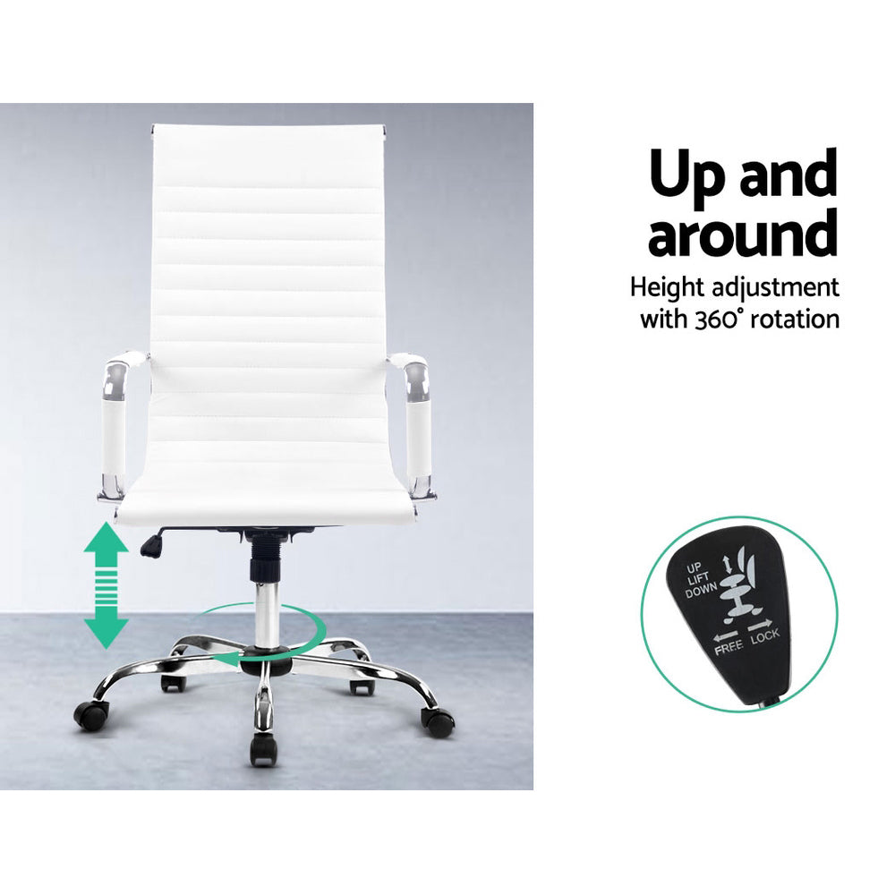 Artiss Office Chair Conference Chairs PU Leather High Back White-Office Chairs-PEROZ Accessories
