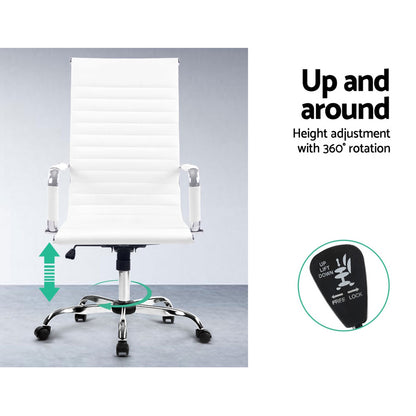 Artiss Office Chair Conference Chairs PU Leather High Back White-Office Chairs-PEROZ Accessories