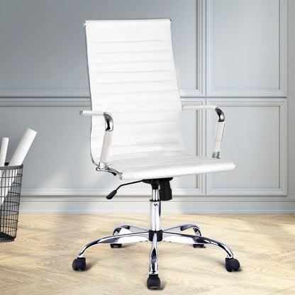 Artiss Office Chair Conference Chairs PU Leather High Back White-Office Chairs-PEROZ Accessories