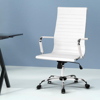 Artiss Office Chair Conference Chairs PU Leather High Back White-Office Chairs-PEROZ Accessories
