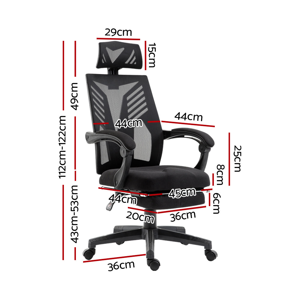 Artiss Mesh Office Chair Recliner Black-Office Chairs-PEROZ Accessories