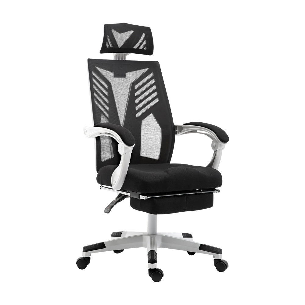 Artiss Mesh Office Chair Recliner Black White-Office Chairs-PEROZ Accessories