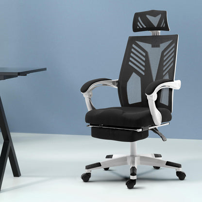Artiss Mesh Office Chair Recliner Black White-Office Chairs-PEROZ Accessories