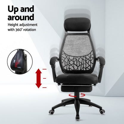 Artiss Mesh Office Chair Recliner Black-Office Chairs-PEROZ Accessories