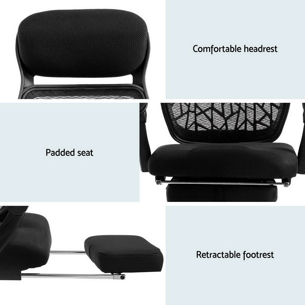 Artiss Mesh Office Chair Recliner Black-Office Chairs-PEROZ Accessories