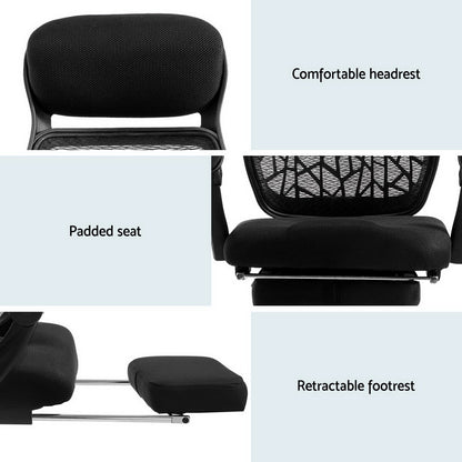 Artiss Mesh Office Chair Recliner Black-Office Chairs-PEROZ Accessories