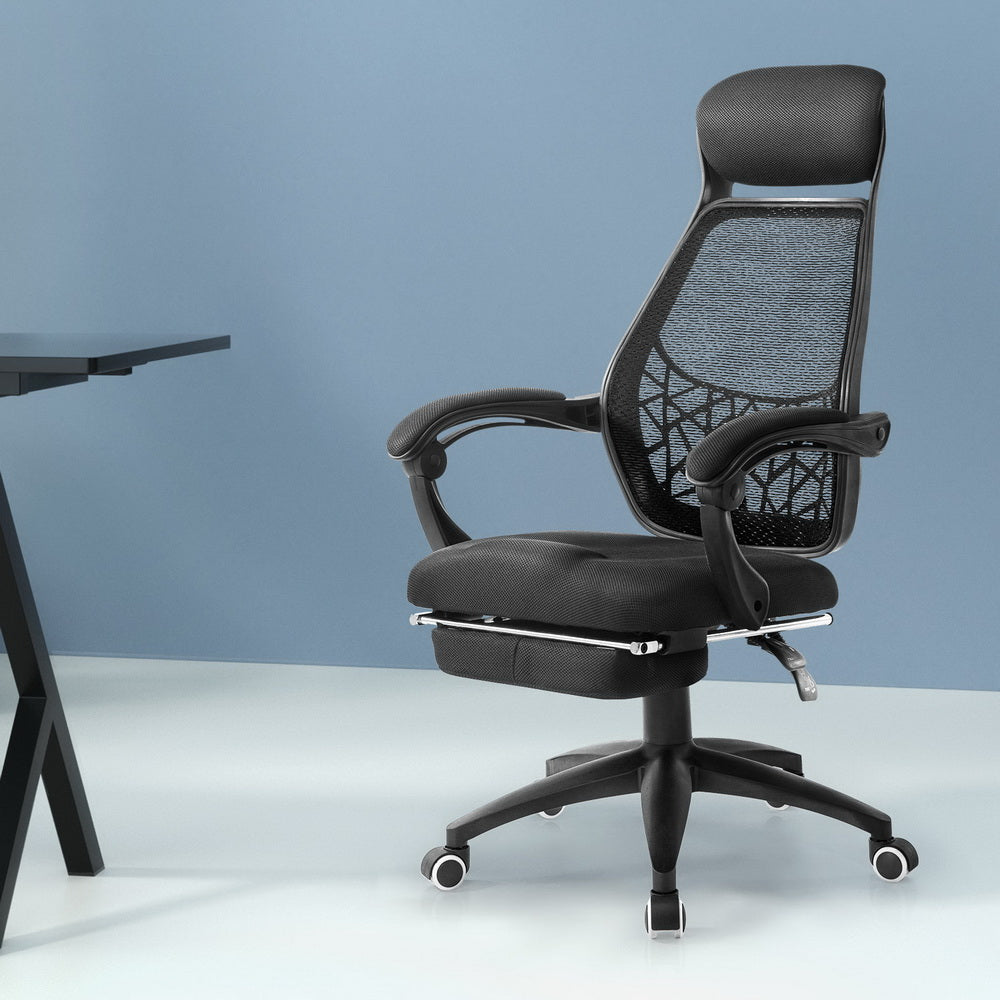 Artiss Mesh Office Chair Recliner Black-Office Chairs-PEROZ Accessories