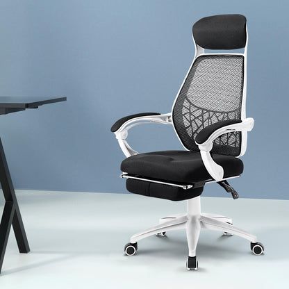 Artiss Mesh Office Chair Recliner Black White-Office Chairs-PEROZ Accessories
