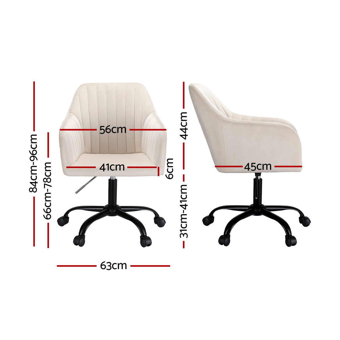 Artiss Office Chair Velvet Seat Cream-Furniture > Bar Stools &amp; Chairs-PEROZ Accessories