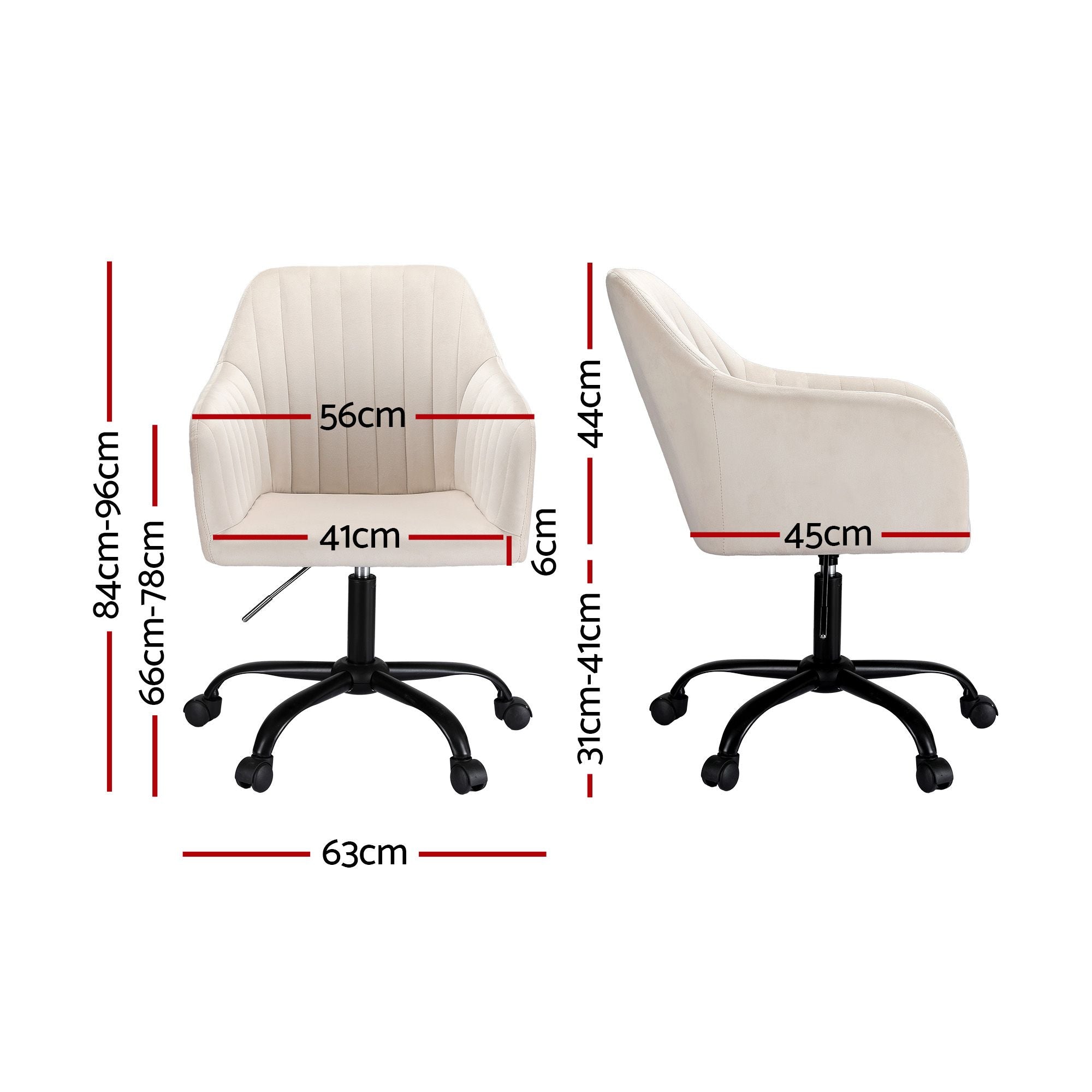 Artiss Office Chair Velvet Seat Cream-Furniture > Bar Stools &amp; Chairs-PEROZ Accessories