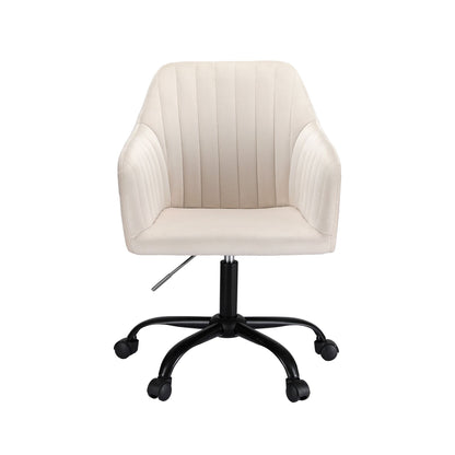 Artiss Office Chair Velvet Seat Cream-Furniture > Bar Stools &amp; Chairs-PEROZ Accessories
