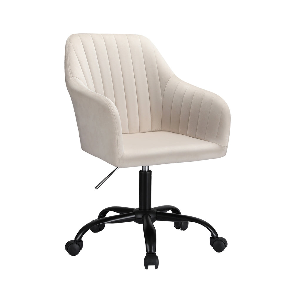 Artiss Office Chair Velvet Seat Cream-Furniture &gt; Bar Stools &amp; Chairs-PEROZ Accessories
