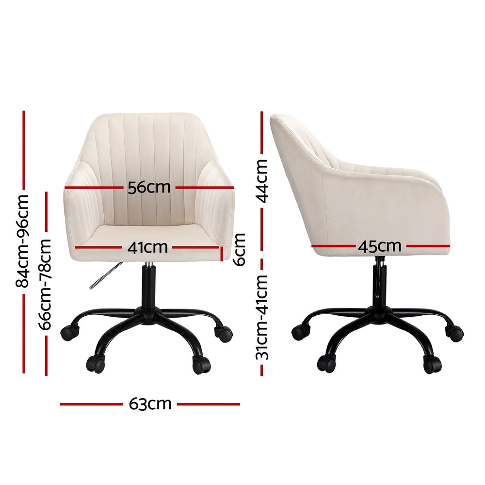 Artiss Office Chair Velvet Seat Cream-Furniture &gt; Bar Stools &amp; Chairs-PEROZ Accessories