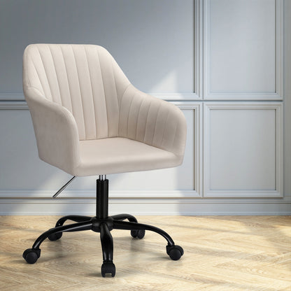 Artiss Office Chair Velvet Seat Cream-Furniture &gt; Bar Stools &amp; Chairs-PEROZ Accessories