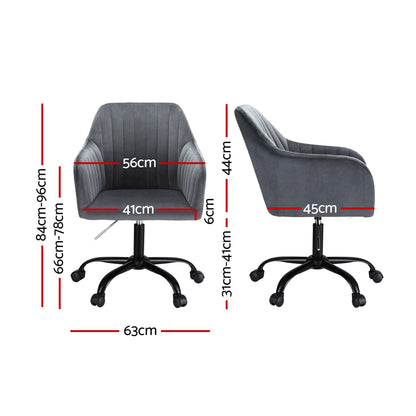 Artiss Office Chair Velvet Seat Dark Grey-Furniture > Bar Stools &amp; Chairs-PEROZ Accessories
