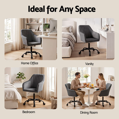 Artiss Office Chair Velvet Seat Dark Grey-Furniture > Bar Stools &amp; Chairs-PEROZ Accessories
