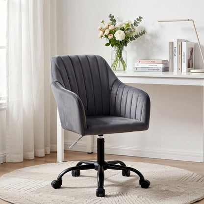 Artiss Office Chair Velvet Seat Dark Grey-Furniture > Bar Stools &amp; Chairs-PEROZ Accessories