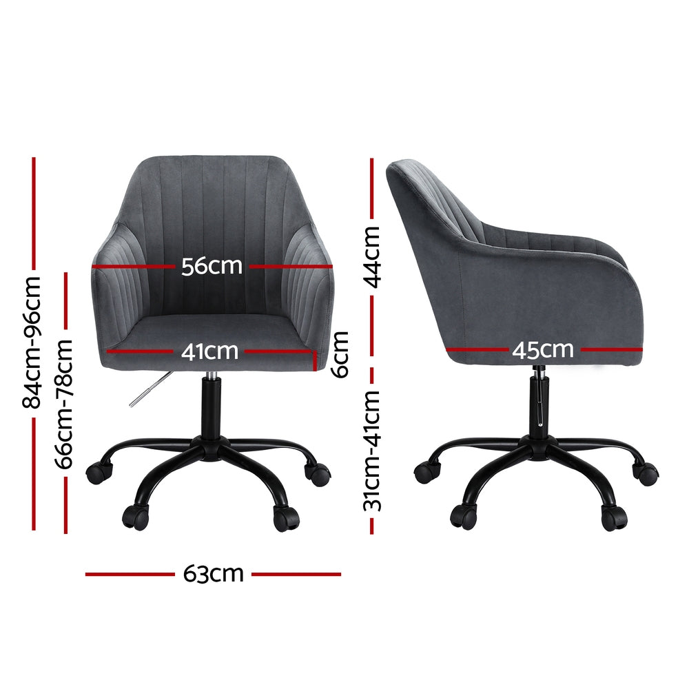 Artiss Office Chair Velvet Seat Dark Grey-Furniture &gt; Bar Stools &amp; Chairs-PEROZ Accessories
