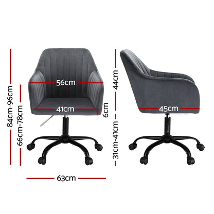 Artiss Office Chair Velvet Seat Dark Grey-Furniture &gt; Bar Stools &amp; Chairs-PEROZ Accessories