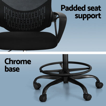 Artiss Office Chair Drafting Stool Mesh Chairs Black-Office Chairs-PEROZ Accessories