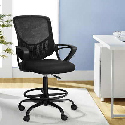Artiss Office Chair Drafting Stool Mesh Chairs Black-Office Chairs-PEROZ Accessories